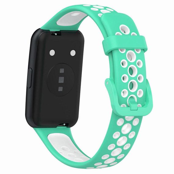 Силіконовий ремінець Primolux Perfor Classic для фітнес браслета Huawei Band 7- Teal&White | Зображення 1