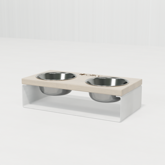 Миски на підставці з цільного металевого листа для собак та котів Hollky SteelWood S (2 × 0,45 л) SWS-36188-WHWH | Зображення 3