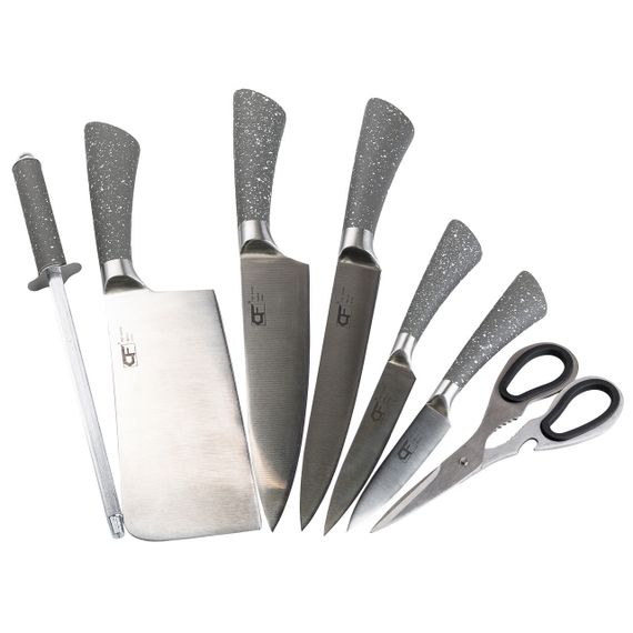 Набор кухонных ножей с ножницами и мусатом для кухни 5 штук 33.5/30/31/24.5/21.5 см серый HP27479C | Зображення 3