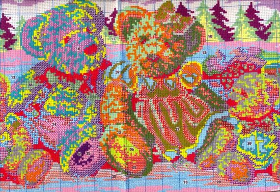 Набір для вишивання за нанесеною на канву схемою "Bear family 2". AIDA 14CT printed 52*31 см | Зображення 5