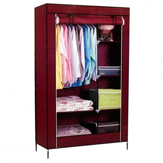 Тканевый шкаф органайзер для вещей на 2 секции складной 105х45х170см Storage Wardrobe Цвет: темно-серый | Зображення 2