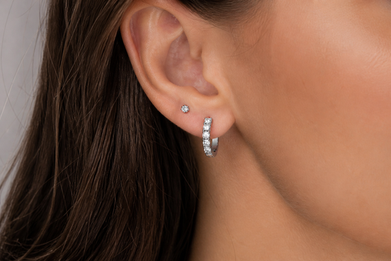 Серьги из белого золота с бриллиантами S-0393 | Зображення 4