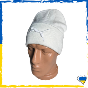 Шапка белая Puma брендовая универсальная, Найк. Шапка мужская, женская, подростковая, детская