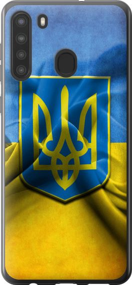 Чехол на Samsung Galaxy A21 Флаг и герб Украины 1 "375u-1841-17620"