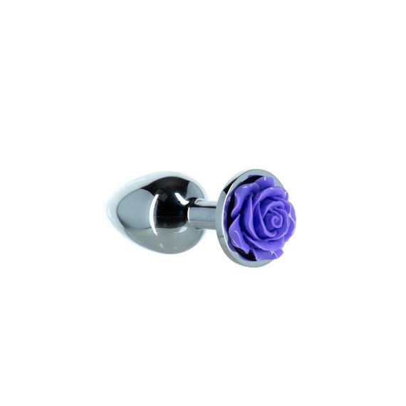 Металлическая анальная пробка Lux Active с розой - Rose Anal Plug - Purple, вибропуля в подарок | Зображення 1