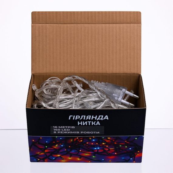 Новорічна гірлянда кімнатна нитка 14 м 160 LED кімнатна гірлянда білий провід Жовте світло W160LED16MWY | Зображення 4