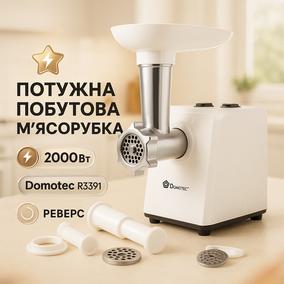 Електрична м'ясорубка з овочерізкою Domotec, М'ясорубка з теркою для дерунів 'ясорубки для ковбаси LS-11