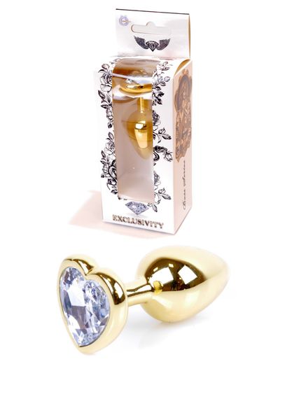 Анальна пробка Jawellery Gold  Heart PLUG-Clear