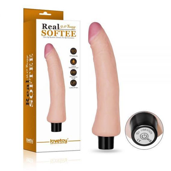 Вібратор з оригінальною формою вигину 9" Real Softee Sex Aura | Зображення 1