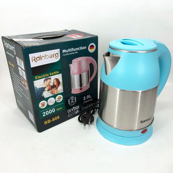 Электрочайник Rainberg RB-808 2 л нержавеющая сталь. ZL-768 Цвет: голубой | Зображення 4