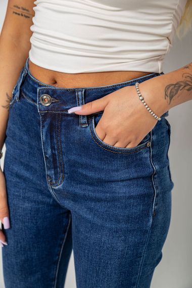 Джинси жіночі однотонні Skinny, колір синій, 244R6672 | Зображення 4