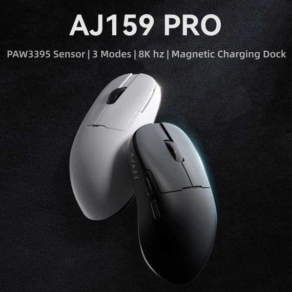 Бездротова легка магнітна миша Ajazz AJ159 PRO PAW3395 2.4G 26000 DPI RGB Чорна | Зображення 2
