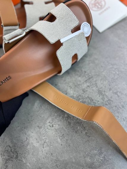 Сланці Hermes Chypre beige/textile чоловічі з текстилем ob417 | Зображення 5