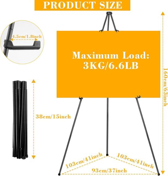 Подставка для мольберта 160см, складной телескопический напольный треножник для полотна, штатив для художника | Зображення 3