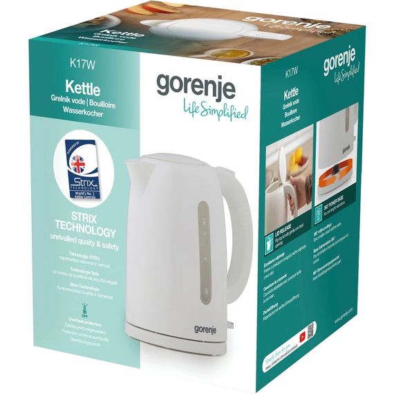 Електрочайник Gorenje K17W 1.7 л білий | Зображення 4
