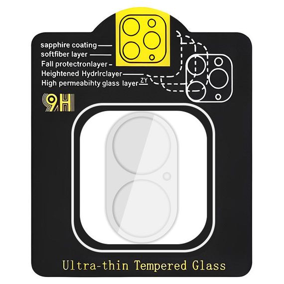 Захисне скло на камеру Full Block (тех.пак) для Apple iPhone 16 (6.1") / 16 Plus (6.7") Прозорий