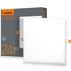 Безрамковий точковий світильник VIDEX 24W 4100K VL-DLFS-244 вбудований квадратний