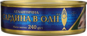 Консерва рыбная сардина Рижское золото кусками  в масле 240 г, ж/б, кусками