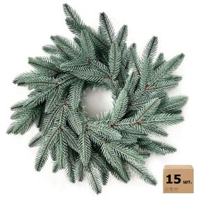 Венки хвойные рождественские Classic литые d-40см голубые (упаковка 15 штук)