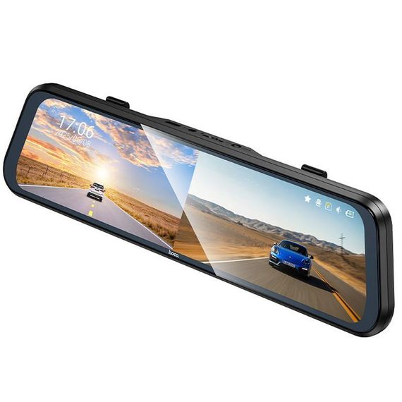 Автомобільний відеореєстратор дзеркало Hoco DV16 Dual-Channel Driving Recorder 1080p+720p Black | Зображення 4