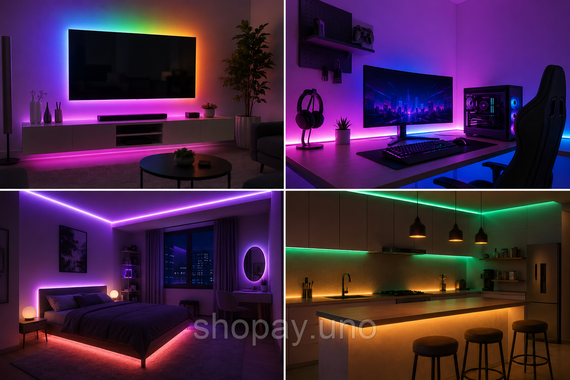 Гнучка світлодіодна стрічка RGB USB 10м / Стрічка з пультом для підсвічування телевізора, монітора, меблів / LED стрічка від | Зображення 1