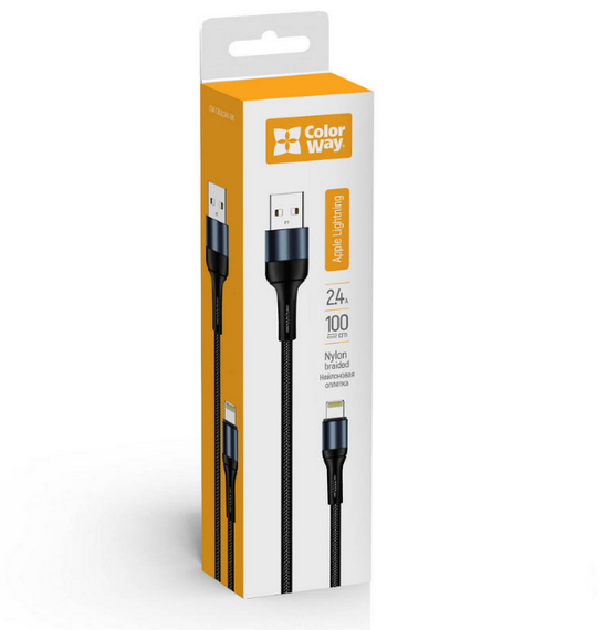 Кабель USB Lightning ColorWay CW-CBUL045-BK 2,4A 1м чорний | Зображення 3