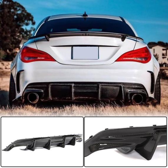 Диффузор заднего бампера V1 для AMG-Line / CLA45 AMG, Карбон для Mercedes CLA C117 2013-2019 гг | Зображення 1