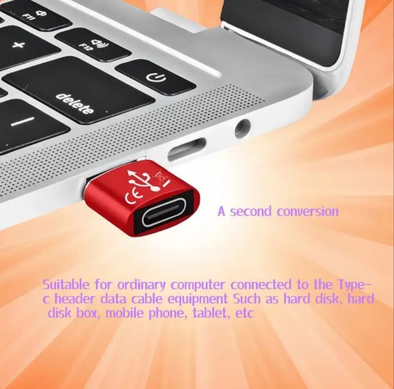 Переходник с USB на Type-C OTG, USB Type-C. Красный | Зображення 6