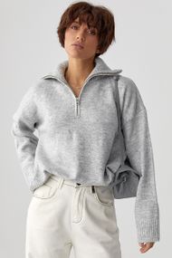 Однотонний в'язаний светр оверсайз із широкими рукавами - сірий цвет, ONE SIZE (є розміри)