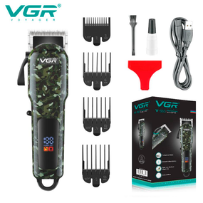 Аккумуляторная машинка для стрижки VGR V-665 , 4 насадки, регулятор высоты, LED дисплей