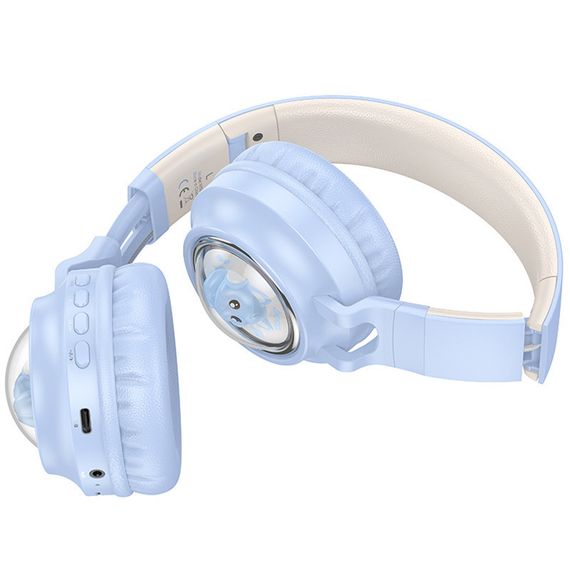 Накладные беспроводные наушники Hoco W50 Cute fun Blue | Зображення 1