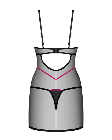 Пеньюар Obsessive Novenes chemise & thong, M/L, обтислий, прозорий, зі стрепами, стрінги в комплекті Sex Aura | Зображення 4
