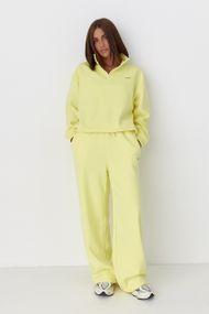Теплий костюм зі світшотом-поло і прямими штанами - лимонний цвет, ONE SIZE (є розміри)