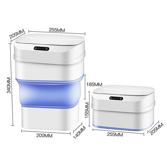 Мусорное складное ведро с сенсорной крышкой Голубое