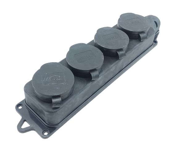 Розетка каучукова четвірна з заземленням і захисною кришкою переносна RUBBER IP44 Ny95000078 | Зображення 5