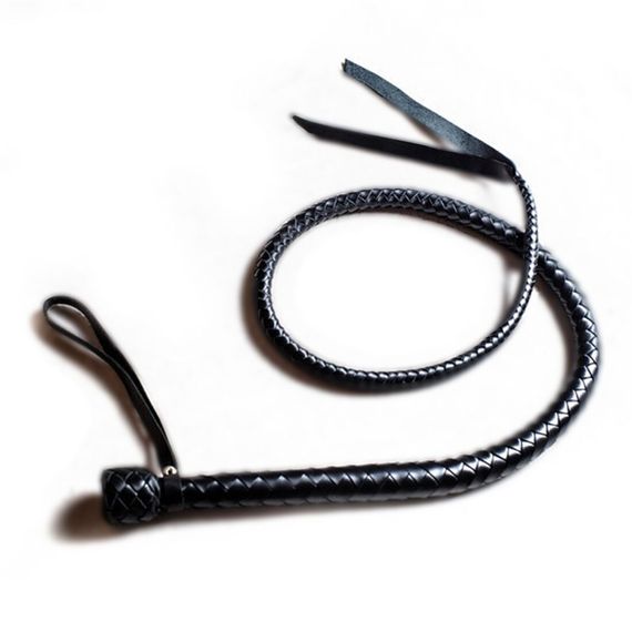 Батіг з рукояттю, натуральна шкіра, колір чорний, довжина - 120 см | Зображення 3