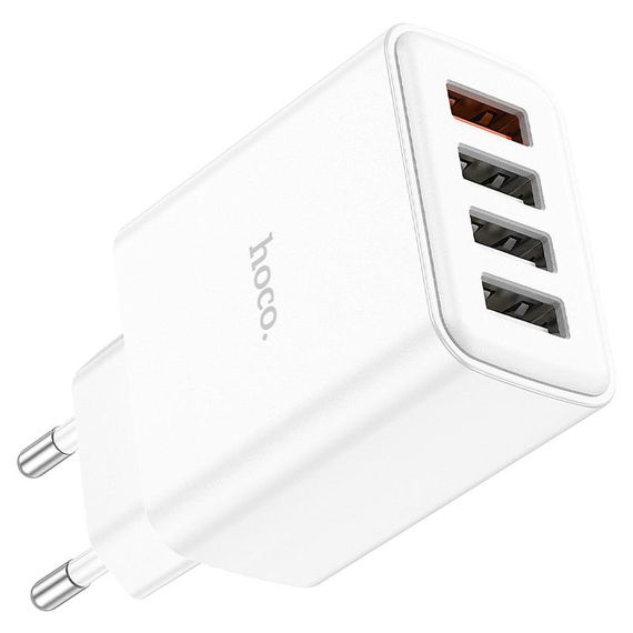 МЗП Hoco C102A Fuerza QC3.0 (4USB-A) White | Зображення 1