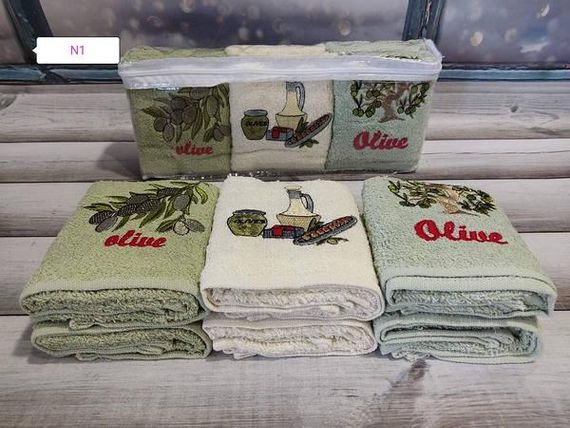 Полотенца кухонные Mame Alivka 30х50см Махра набор 6шт ПВХ упаковка