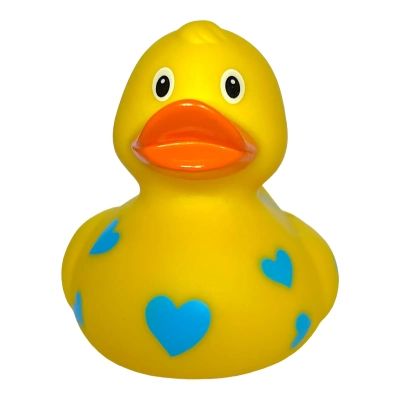 Игрушка для ванной Funny Ducks Утка Желтая в голубых сердечках (0905) | Зображення 1