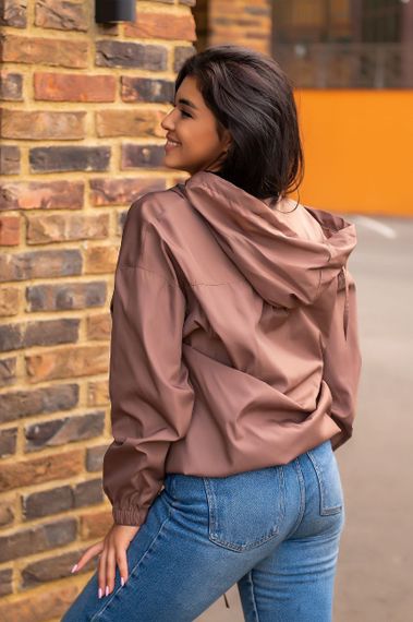 Женская свободная ветровка оверсайз с капюшоном FC1829 размер 50/54, цвет мокко | Зображення 3