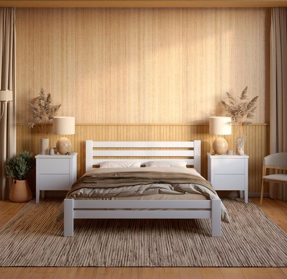 Полуторне дерев'яне ліжко Mebigrand Прем'єра Сіро-блакитний (S2010R80B) 120х200 см (MBG-2896)