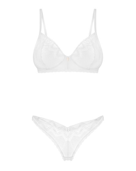 Комплект Obsessive Alissium 2-pcs set, XS/S, мереживо, ліф з м’якою чашкою, трусики танга | Зображення 5