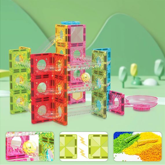 Конструктор магнітний MINI DIAMOND MARBLE RUN TRACK SET PTMG60/28299 PICASSO TILES, 60 деталей, у коробці | Зображення 6