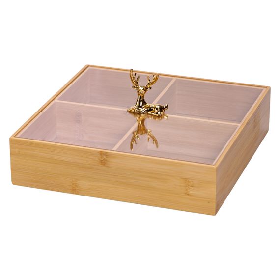 Менажниця дерев'яна на 4 секції з кришкою квадратна HB-40-1 | Зображення 2