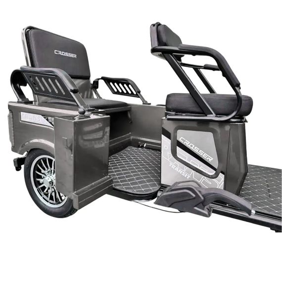 Электротрайк Crosser Transit TR-5 1500W 72V 24Ah, грузовой трехколесный электроскутер до 60 км, 3 места Сірий | Зображення 3