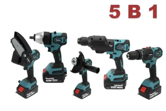Набор 5в1 аккумуляторных электроинструментов с 2 АКБ в кейсе | Зображення 1