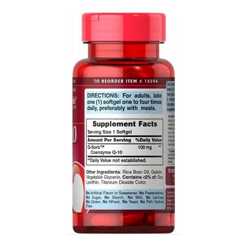 Коэнзим Puritan's Pride Q-Sorb Co Q-10 100 mg 120 Softgels | Зображення 1