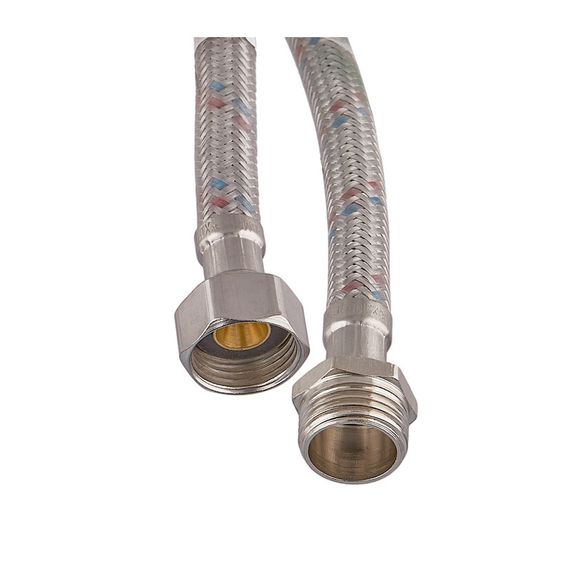 Гнучкий шланг для підключення води гайка 1/2'' - Штуцер 1/2'' (80 см) (силик. оболонка) Zerix (ZX3021) | Зображення 1