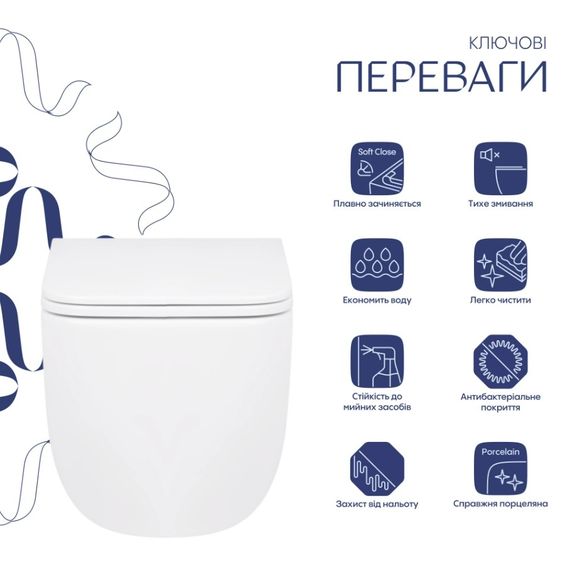 Унітаз підвісний Qtap Gemini Ultra Quiet, з сидінням Slim Duroplast/ Soft-close/ Quick Release QT2533076EUQW | Зображення 8