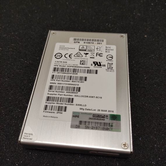 Твердотельный накопитель SSD Hewlett Packard Enterprise DOPM3840S5xnNMRI / 2.5" / 3840 GB / SAS / eMLC б/у | Зображення 1